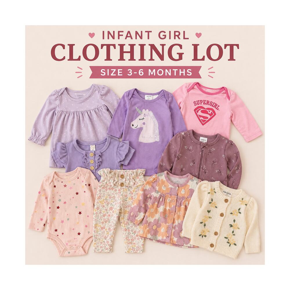 Infant Girl Clothing Lot 3-6 Months Baby Girl Clothes Outfit Bundle EUC 9 Pieces